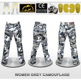 Women Motorbike Camouflage Cargo Jeans Pants Reinforced with DuPont™ Kevlar® fiber